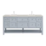 Breckenridge 72" Double Vanity, Serenity Blue, w/ 3 CM Siberian Silestone Top