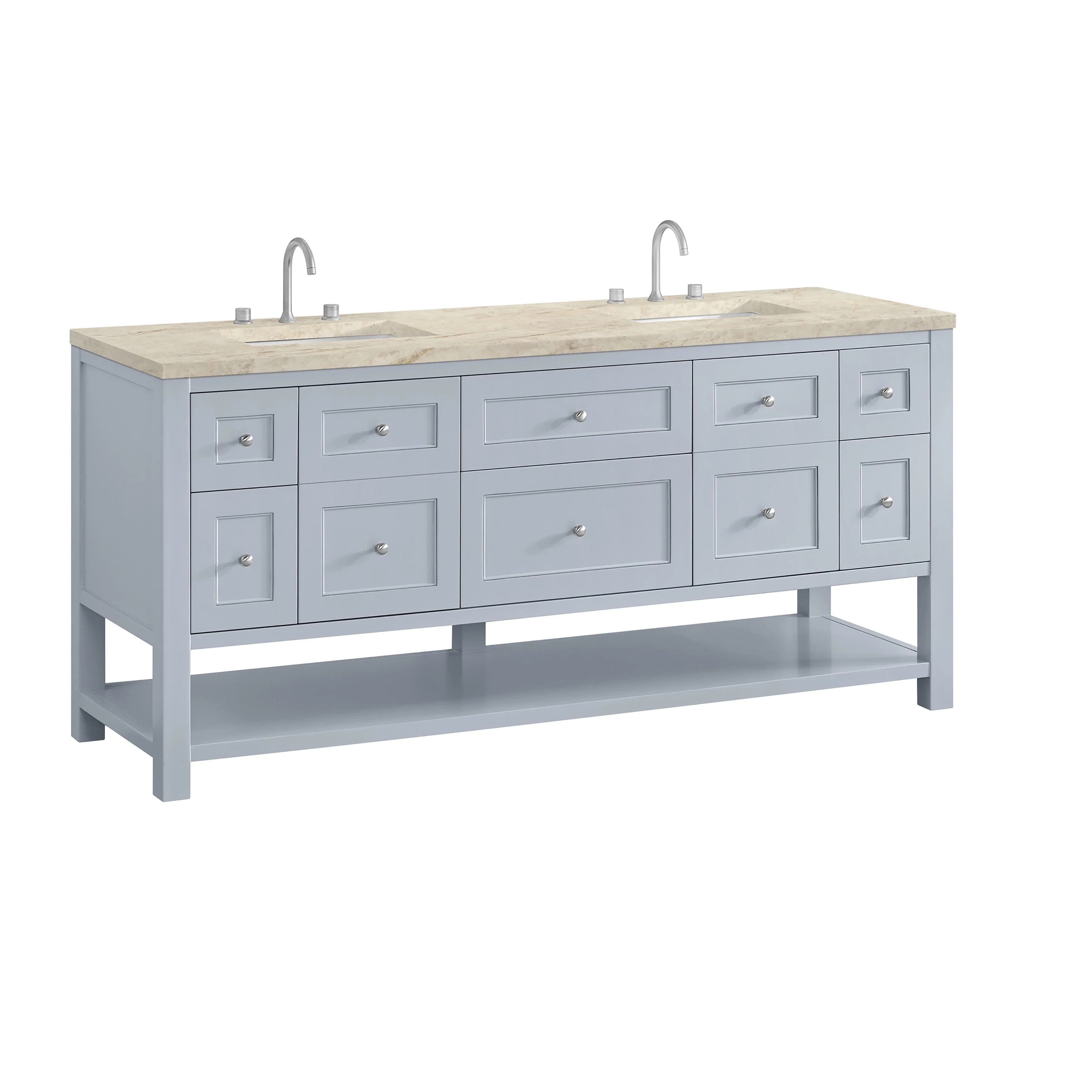Breckenridge 72" Double Vanity, Serenity Blue, w/ 3 CM Tajnar Eclos Top