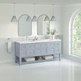 Breckenridge 72" Double Vanity, Serenity Blue, w/ 3 CM White Zeus Quartz Top