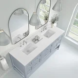 Breckenridge 72" Double Vanity, Serenity Blue, w/ 3 CM White Zeus Quartz Top