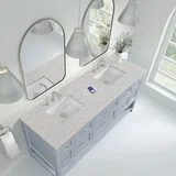 Breckenridge 72" Double Vanity, Serenity Blue, w/ 3 CM Eternal Jasmine Pearl Quartz Top w/FreePower Wireless Charger