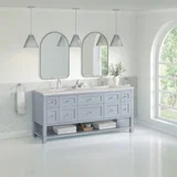 Breckenridge 72" Double Vanity, Serenity Blue, w/ 3 CM Eternal Jasmine Pearl Quartz Top w/FreePower Wireless Charger
