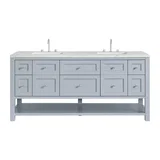 Breckenridge 72" Double Vanity, Serenity Blue, w/ 3 CM Ethereal Noctis Quartz Top w/FreePower Wireless Charger