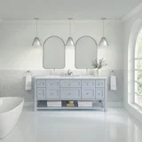 Breckenridge 72" Double Vanity, Serenity Blue, w/ 3 CM Ethereal Noctis Quartz Top w/FreePower Wireless Charger