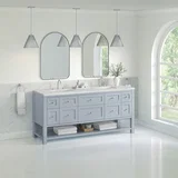 Breckenridge 72" Double Vanity, Serenity Blue, w/ 3 CM Ethereal Noctis Quartz Top w/FreePower Wireless Charger