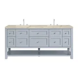 Breckenridge 72" Double Vanity, Serenity Blue, w/ 3 CM Tajnar Eclos Top w/FreePower Wireless Charger