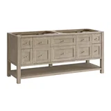 Breckenridge 72" Double Vanity, Whitewashed Oak w/ 3 CM Carrara White Marble Top