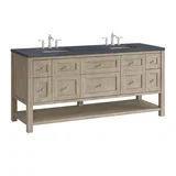 Breckenridge 72" Double Vanity, Whitewashed Oak w/ 3 CM Charcoal Soapstone Silestone Top
