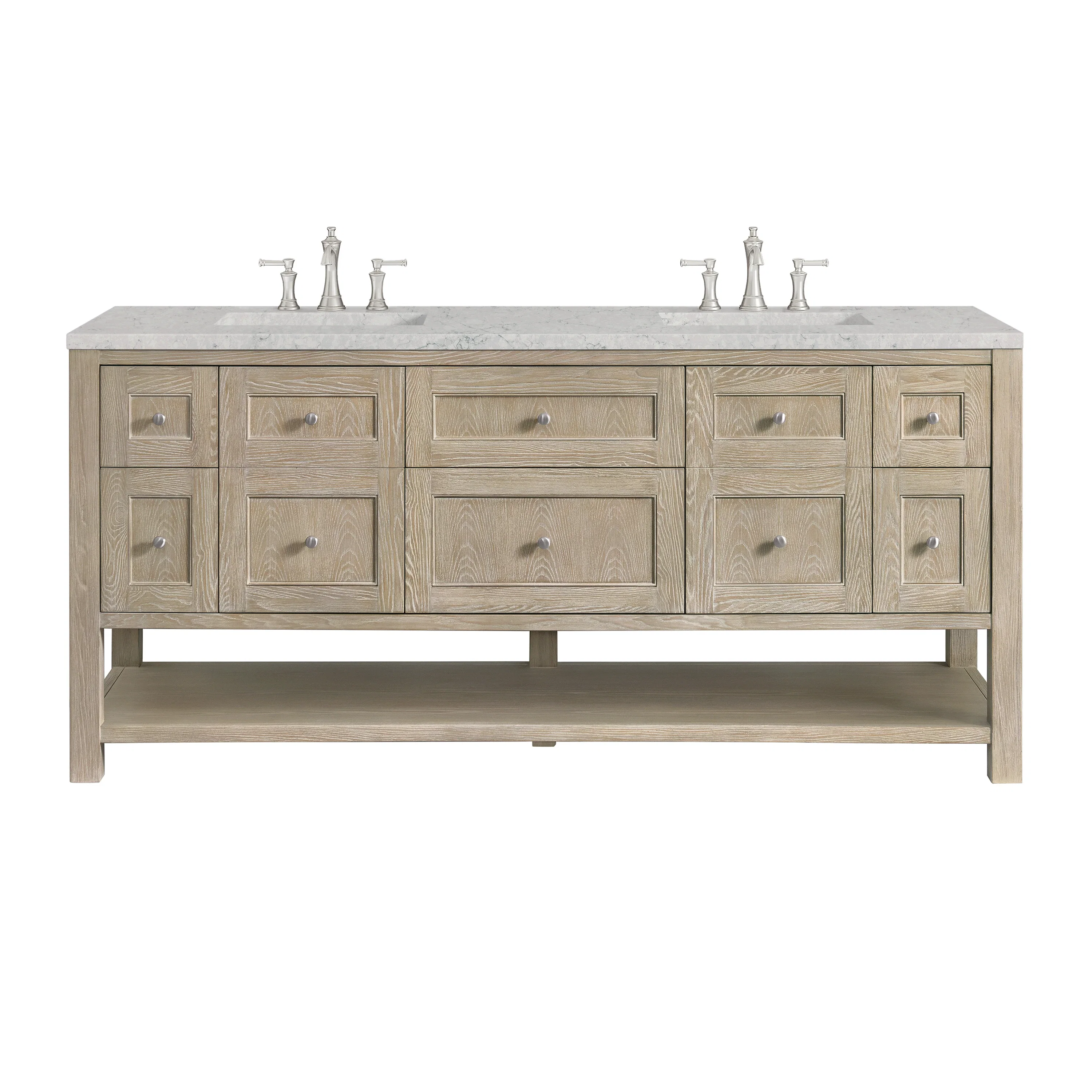 Breckenridge 72" Double Vanity, Whitewashed Oak w/ 3 CM Eternal Jasmine Pearl Silestone Top