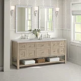 Breckenridge 72" Double Vanity, Whitewashed Oak w/ 3 CM Eternal Jasmine Pearl Silestone Top