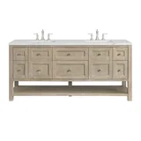 Breckenridge 72" Double Vanity, Whitewashed Oak w/ 3 CM Ethereal Noctis Silestone Top