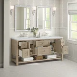 Breckenridge 72" Double Vanity, Whitewashed Oak w/ 3 CM Ethereal Noctis Silestone Top