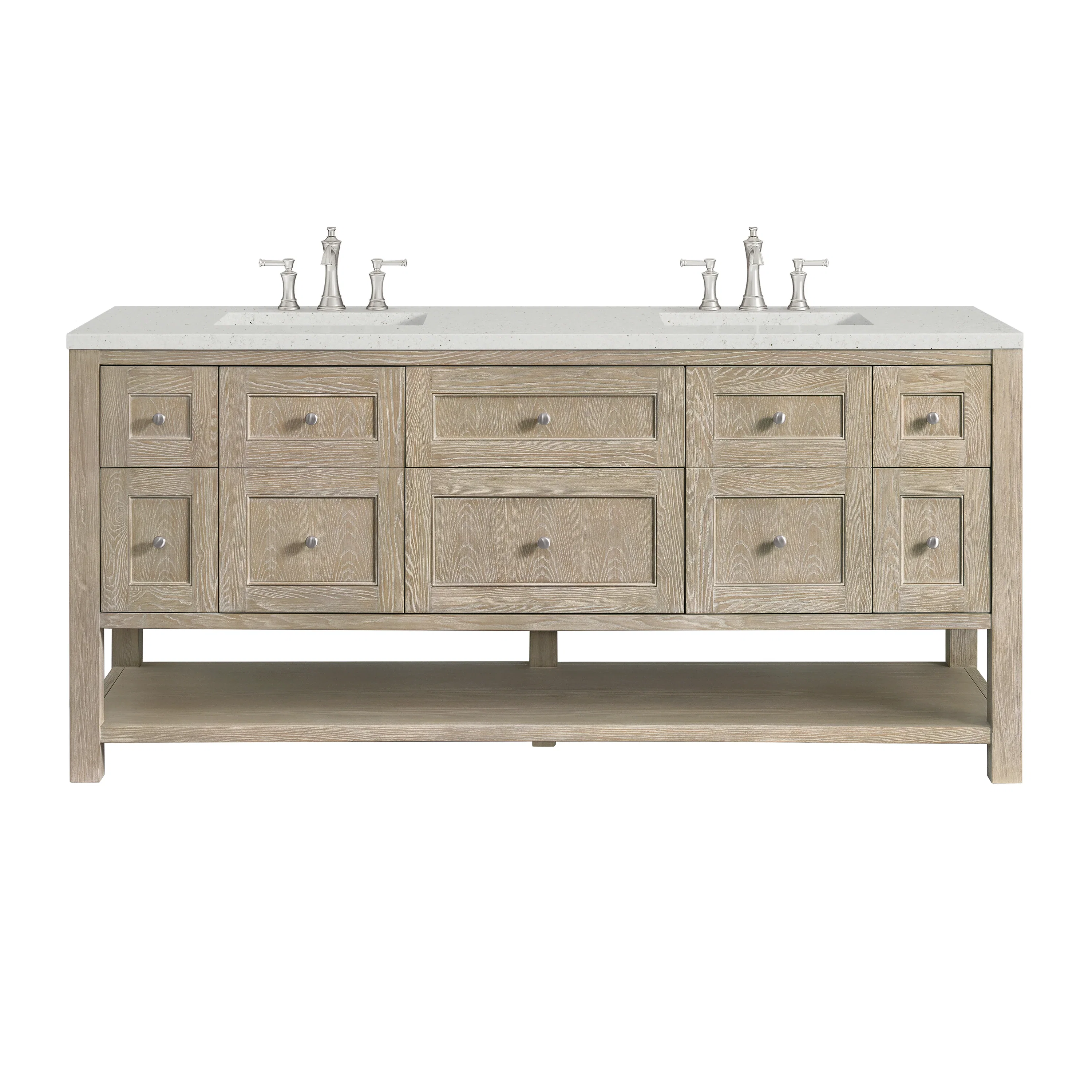 Breckenridge 72" Double Vanity, Whitewashed Oak w/ 3 CM Lime Delight Silestone Top