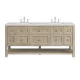 Breckenridge 72" Double Vanity, Whitewashed Oak w/ 3 CM Lime Delight Silestone Top