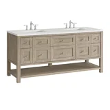 Breckenridge 72" Double Vanity, Whitewashed Oak w/ 3 CM Lime Delight Silestone Top