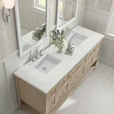 Breckenridge 72" Double Vanity, Whitewashed Oak w/ 3 CM Lime Delight Silestone Top