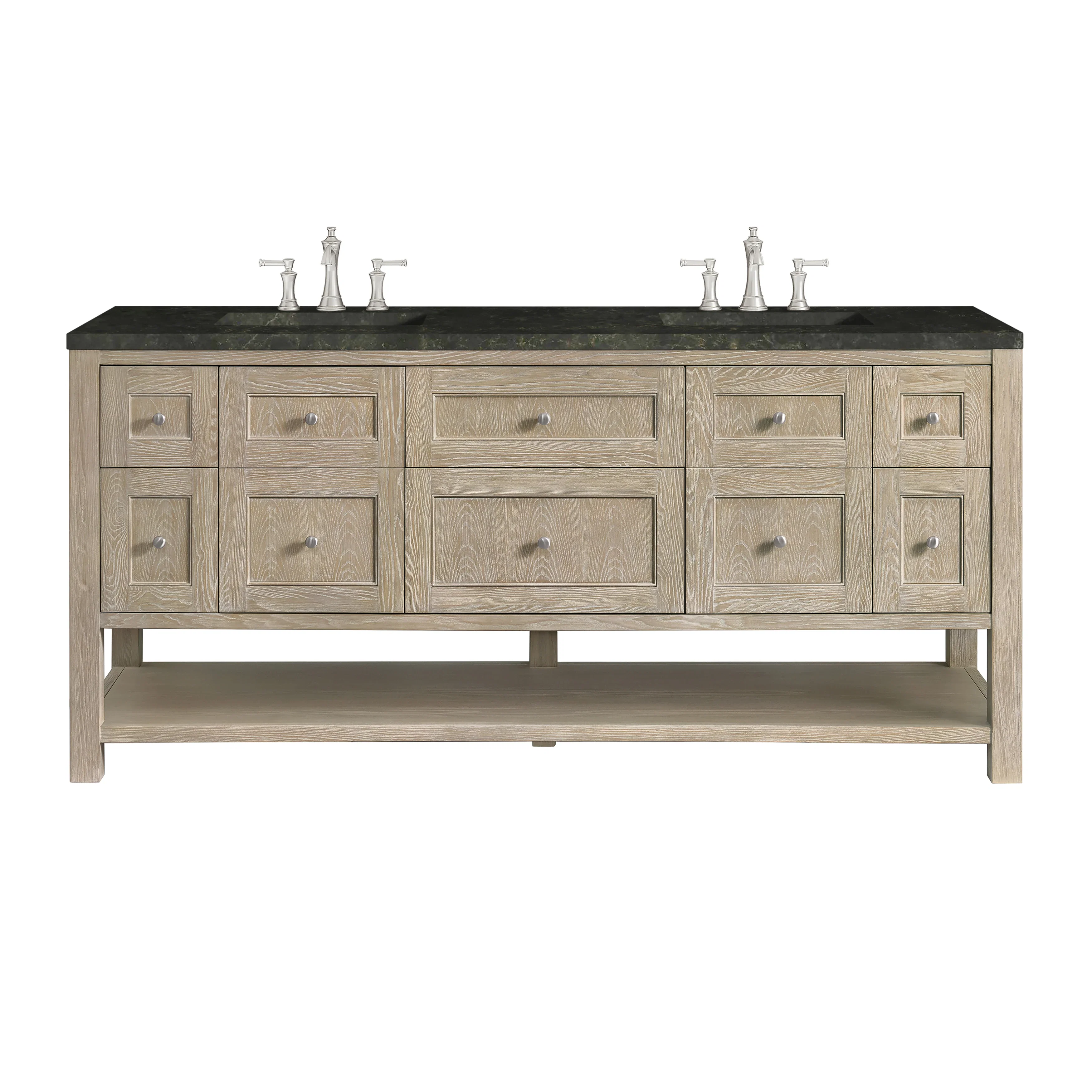 Breckenridge 72" Double Vanity, Whitewashed Oak, w/ 3 CM Phantome Eclos Top