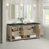 Breckenridge 72" Double Vanity, Whitewashed Oak, w/ 3 CM Phantome Eclos Top