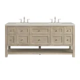 Breckenridge 72" Double Vanity, Whitewashed Oak, w/ 3 CM Siberian Silestone Top