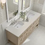 Breckenridge 72" Double Vanity, Whitewashed Oak, w/ 3 CM Siberian Silestone Top