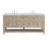 Breckenridge 72" Double Vanity, Whitewashed Oak w/ 3 CM Victorian Silver Silestone Top