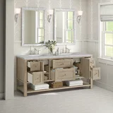 Breckenridge 72" Double Vanity, Whitewashed Oak w/ 3 CM Victorian Silver Silestone Top