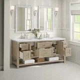 Breckenridge 72" Double Vanity, Whitewashed Oak w/ 3 CM White Zeus Silestone Top