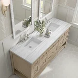 Breckenridge 72" Double Vanity, Whitewashed Oak w/ 3 CM White Zeus Silestone Top