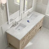 Breckenridge 72" Double Vanity, Whitewashed Oak w/ 3 CM Eternal Jasmine Pearl Silestone Top w/FreePower Wireless Charger