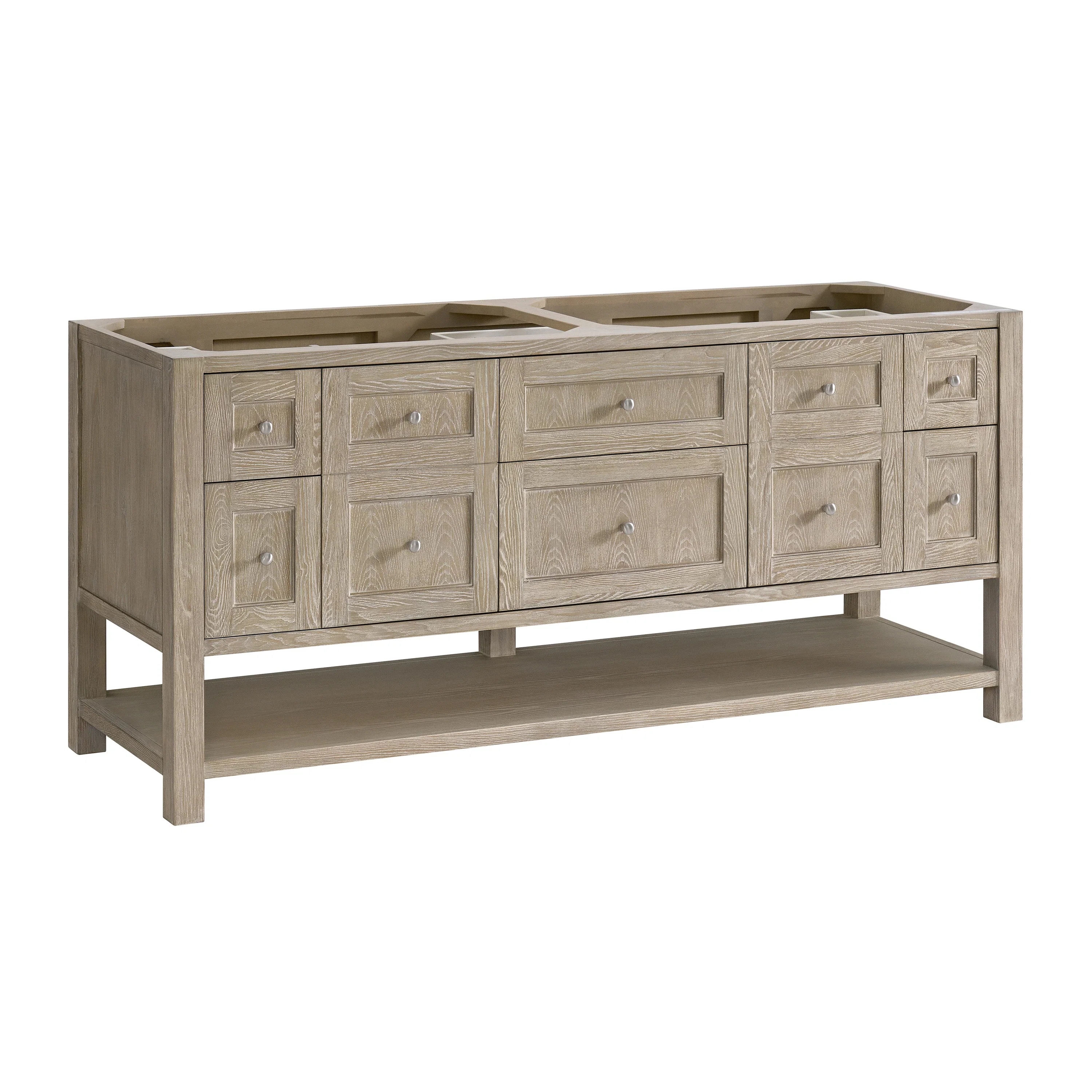 Breckenridge 72" Double Vanity, Whitewashed Oak w/ 3 CM Eternal Jasmine Pearl Silestone Top w/FreePower Wireless Charger