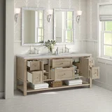 Breckenridge 72" Double Vanity, Whitewashed Oak w/ 3 CM Eternal Jasmine Pearl Silestone Top w/FreePower Wireless Charger