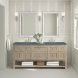 Breckenridge 72" Double Vanity, Whitewashed Oak w/ 3 CM Parisien Bleu Silestone Top w/FreePower Wireless Charger