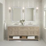 Breckenridge 72" Double Vanity, Whitewashed Oak, w/ 3 CM Siberian Silestone Top w/FreePower Wireless Charger