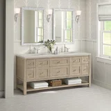 Breckenridge 72" Double Vanity, Whitewashed Oak, w/ 3 CM Siberian Silestone Top w/FreePower Wireless Charger