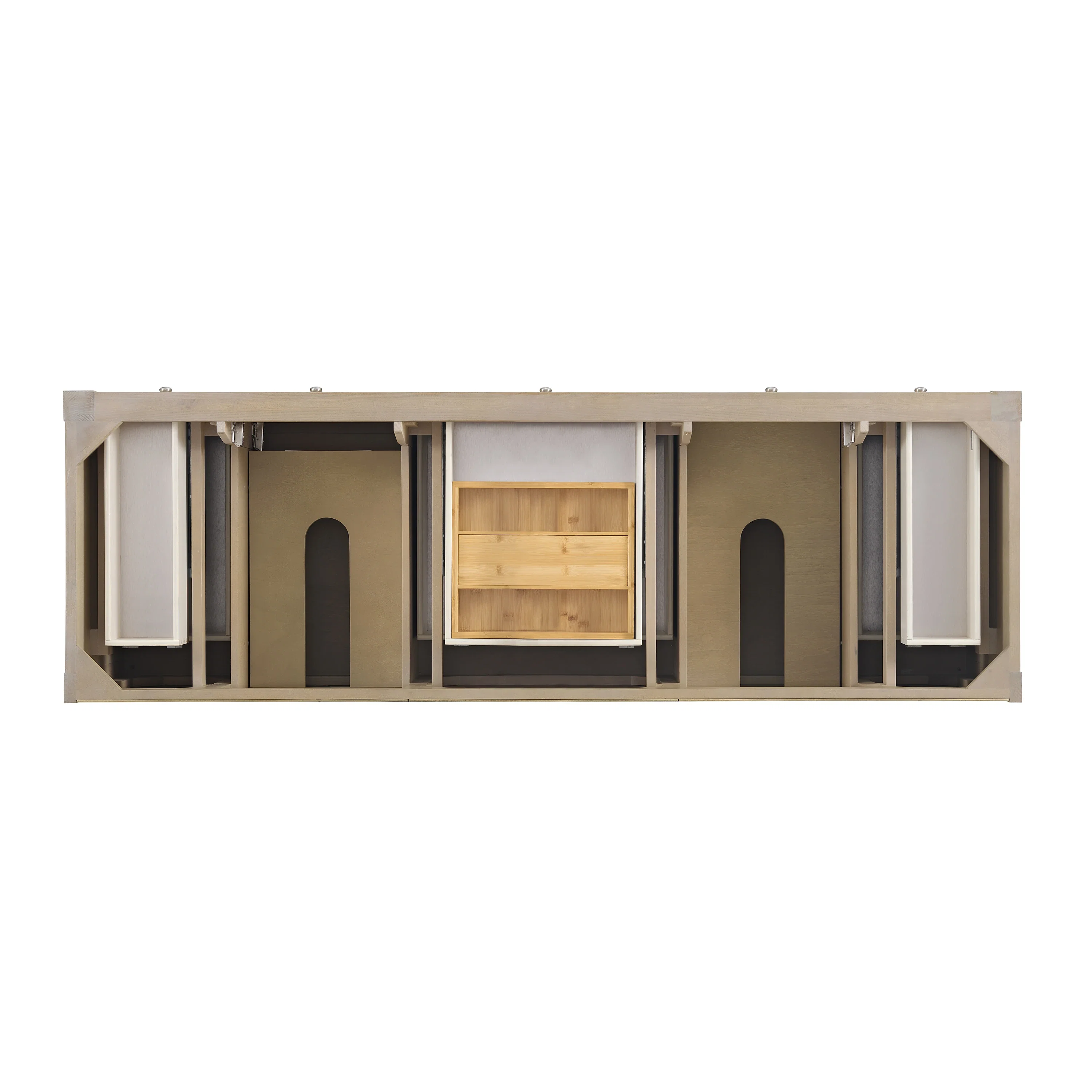 Breckenridge 72" Double Vanity, Whitewashed Oak, w/ 3 CM Tajnar Eclos Top w/FreePower Wireless Charger