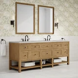 Breckenridge 84" Double Vanity, Light Natural Oak w/ 3 CM Eternal Jasmine Pearl Top