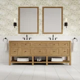 Breckenridge 84" Double Vanity, Light Natural Oak w/ 3 CM White Zeus Top