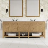 Breckenridge 84" Double Vanity, Light Natural Oak w/ 3 CM White Zeus Top