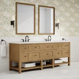 Breckenridge 84" Double Vanity, Light Natural Oak w/ 3 CM White Zeus Top