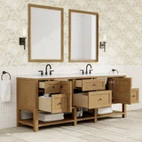 Breckenridge 84" Double Vanity, Light Natural Oak w/ 3 CM White Zeus Top