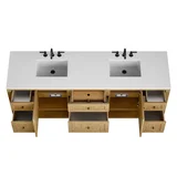 Breckenridge 84" Double Vanity, Light Natural Oak w/ 3 CM White Zeus Top