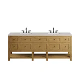Breckenridge 84" Double Vanity, Light Natural Oak w/ 3 CM Eternal Jasmine Pearl Top w/FreePower Wireless Charger