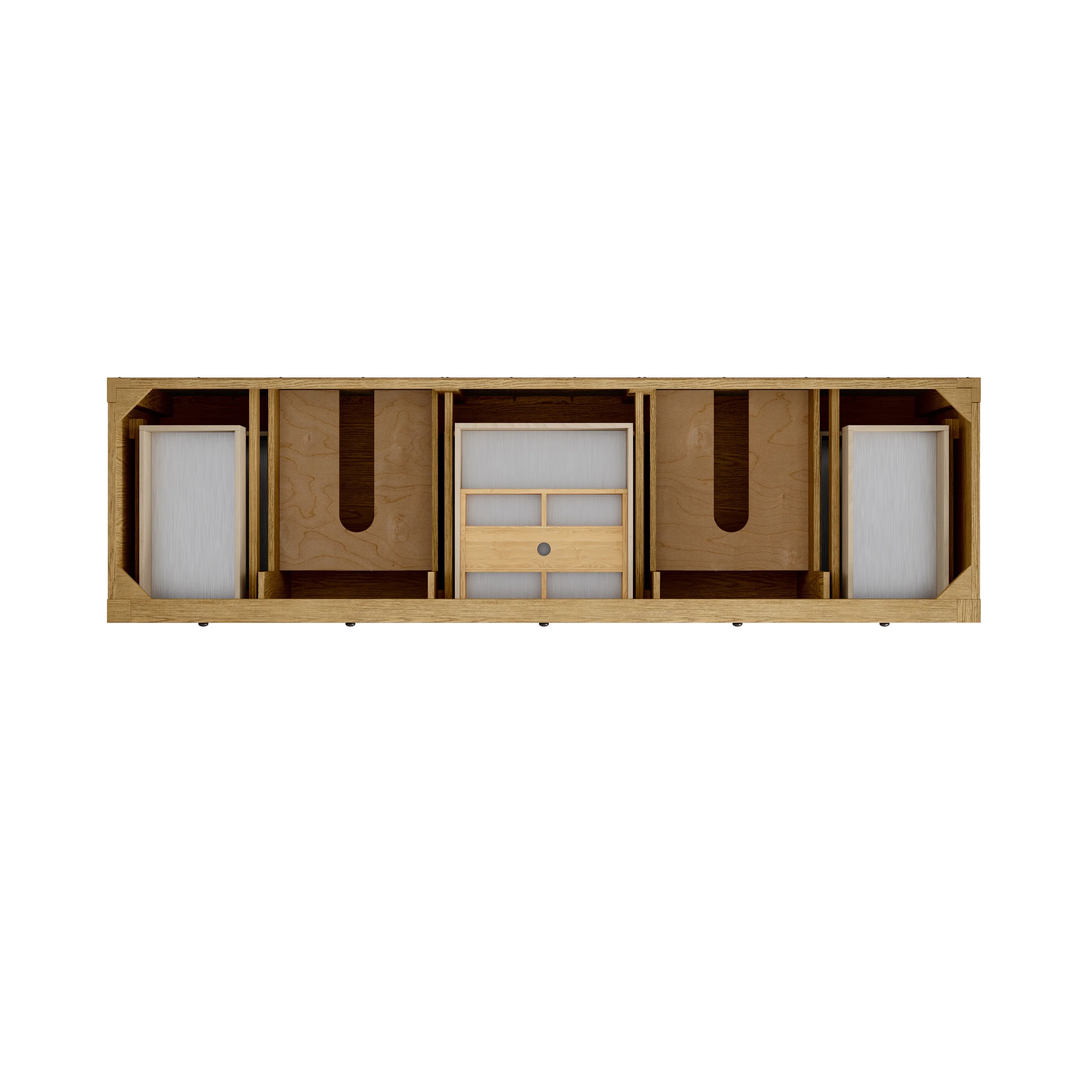 Breckenridge 84" Double Vanity, Light Natural Oak w/ 3 CM Eternal Jasmine Pearl Top w/FreePower Wireless Charger