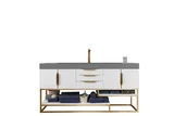 Columbia 72" Single Vanity, Glossy White, Radiant Gold w/ Dusk Grey Glossy Composite Stone Top