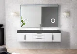 Mercer Island 72" Single Vanity, Glossy White w/ Dusk Grey Glossy Composite Stone Top
