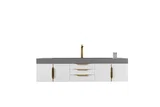 Mercer Island 72" Single Vanity, Glossy White, Radiant Gold w/ Dusk Grey Glossy Composite Stone Top