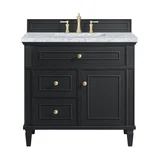 Lorelai 36" Single Vanity, Black Onyx w/ 3 CM Carrara White Marble Top