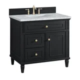 Lorelai 36" Single Vanity, Black Onyx w/ 3 CM Carrara White Marble Top