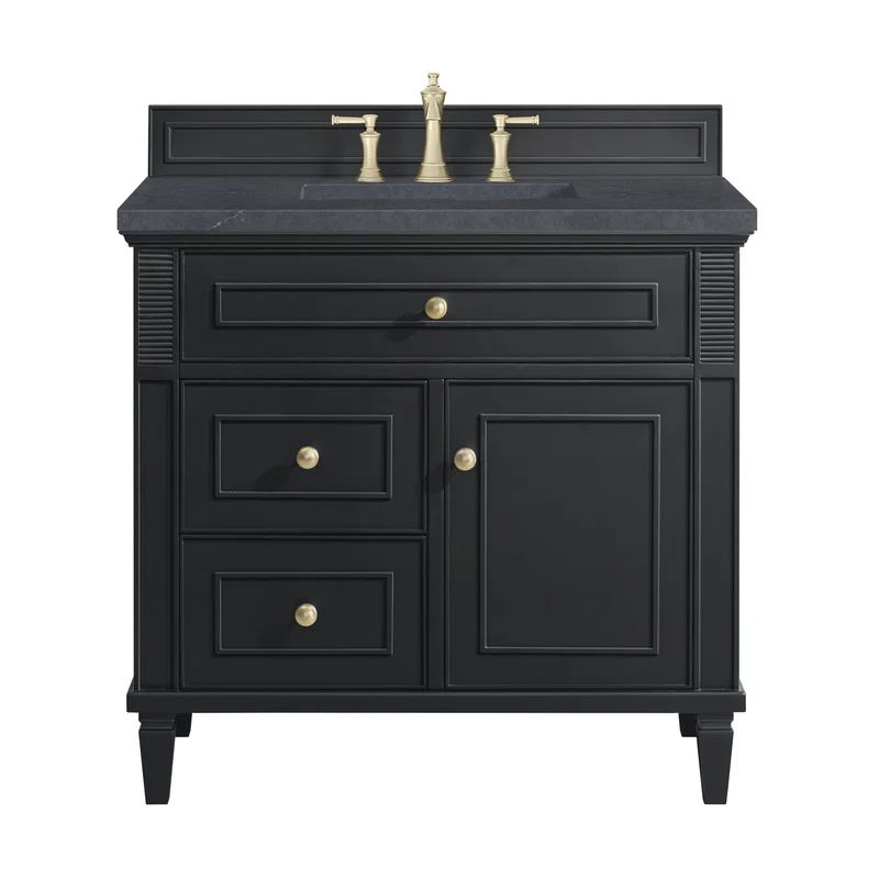 Lorelai 36" Single Vanity, Black Onyx w/ 3 CM Charcoal Soapstone Silestone Top