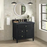 Lorelai 36" Single Vanity, Black Onyx w/ 3 CM Charcoal Soapstone Silestone Top